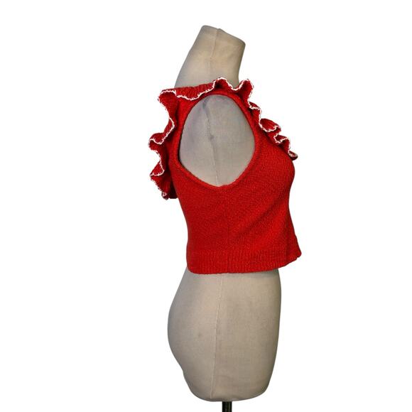 Urban Outfitters Orange Molly Ruffle One Shoulder Crop top Size Small - Picture 10 of 16